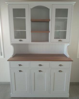 credena con alzata in frassino laccato rovere vecc