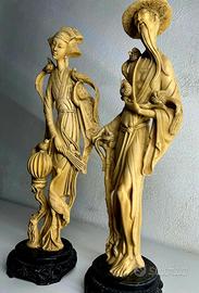COPPIA DI STATUE ORIENTALI VINTAGE - 52 CM