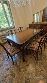 Tavolo vintage e 6 sedie imbottite