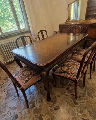 Tavolo vintage e 6 sedie imbottite