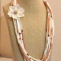 Sciarpa collana in fettuccia di cotone