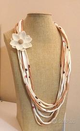 Sciarpa collana in fettuccia di cotone