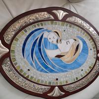 quadro legno argento e mosaico