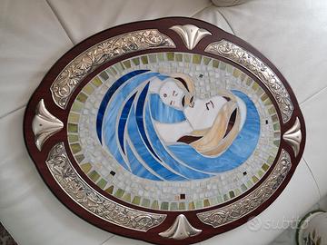 quadro legno argento e mosaico