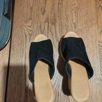 Sandalo con zeppa nero velluto numero 40