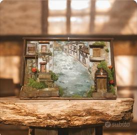 quadro dipinto paesaggio tridimensionale legno