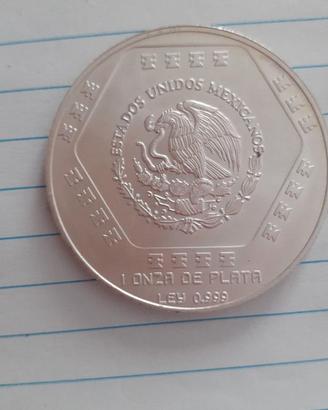 Messico 5 dollari oncia argento 999 Chaac Mool