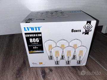 6 Lampadine Filamento LED Attacco E27