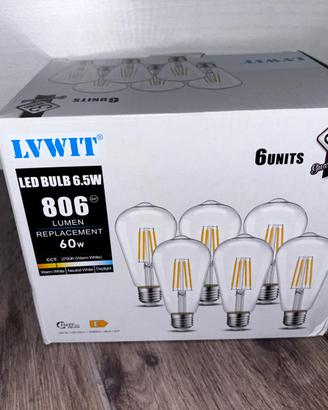 6 Lampadine Filamento LED Attacco E27