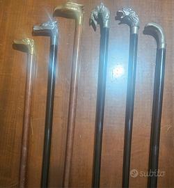 6 Bastoni da passeggio con testa di animali 