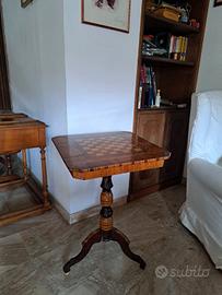 antico tavolo da gioco a scacchiera  - fine 800