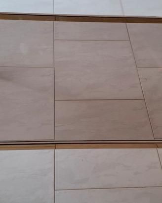 Tavolino vintage in ottone dorato e vetro 