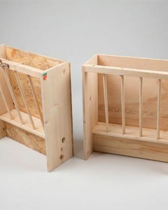 Porta fieno in legno artigianale per conigli