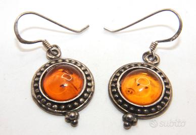 Stupendi orecchini argento ambra Vintage