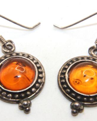 Stupendi orecchini argento ambra Vintage