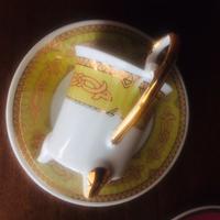 3 tazzine caffè in porcellana fine e oro zecchino