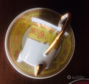 3 tazzine caffè in porcellana fine e oro zecchino