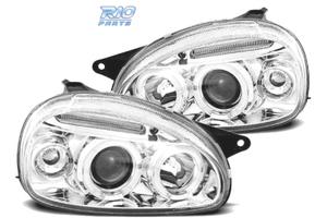 FARI PER OPEL CORSA B 93-00 ANGEL EYES CROMATI CON