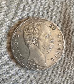 5 lire Umberto I Re d’Italia 1879 in argento