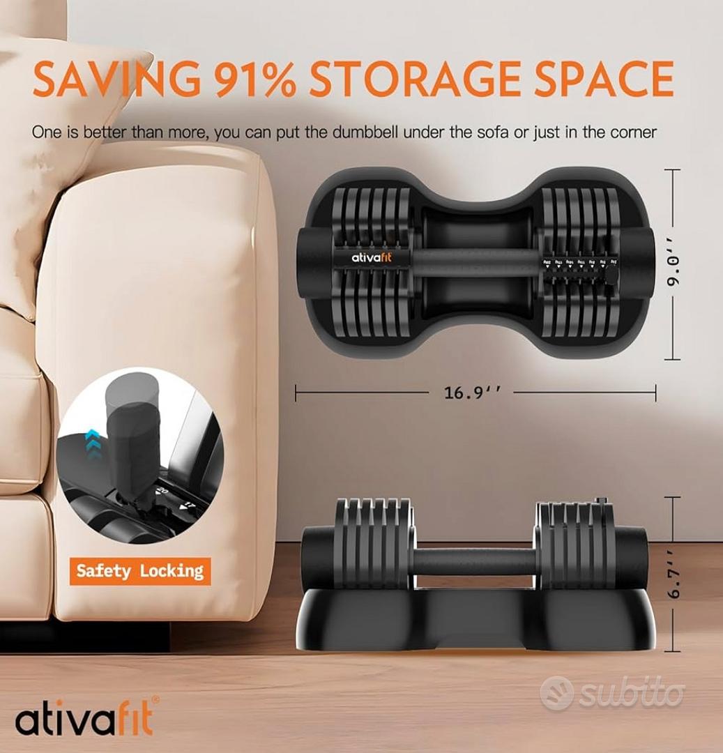 2 Manubri Regolabili 1-2kg - Impugnature Gommate Per Fitness (Rosa) - Foto 8