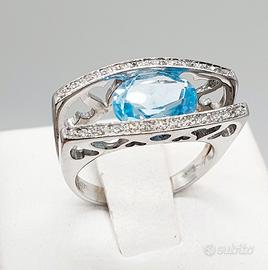 COD.740.25 ANELLO ORO BIANCO ACQUA M. BRILLANTI