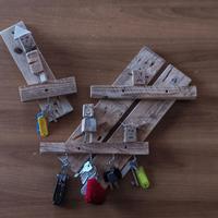 Portachiavi artigianale "Robot Family" in legno