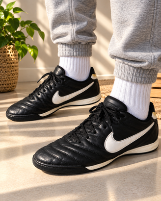 Scarpe da calcetto Nike nere con logo bianco 45