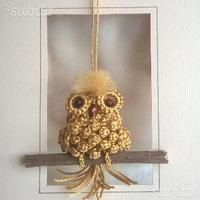 Gufo 3D Intrecci di corda a macrame' da appendere