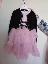Vestito bambina con tulle rosa + coprispalle nero