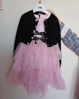 Vestito bambina con tulle rosa + coprispalle nero