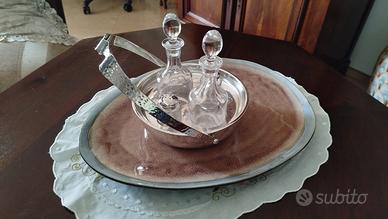 Set vintage Olio Aceto Sale Pepe in silver plated