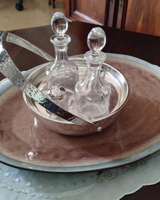 Set vintage Olio Aceto Sale Pepe in silver plated