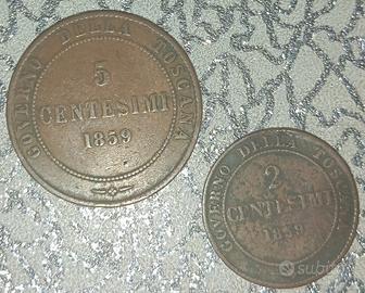 Governo della Toscana,2 e 5 centesimi 1859