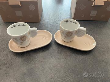 THUN 2 Tazzine Caffè con Piattino Ovale Porcellana