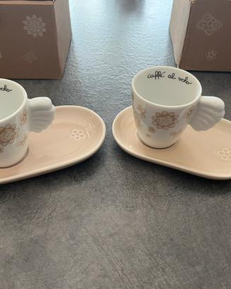 THUN 2 Tazzine Caffè con Piattino Ovale Porcellana