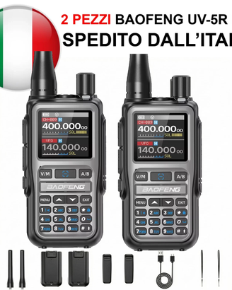 2 PEZZI BAOFENG UV-5R MINI GRIGIO WALKIE TALKIE