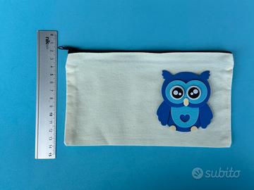 Scuola astuccio gufo blu