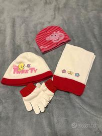 Cappellino sciarpa e guanti tweety