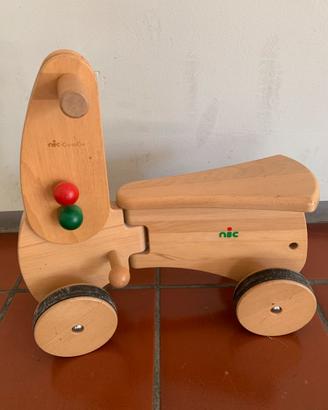 Cavalcabile triciclo legno naturale Nic CombiCar