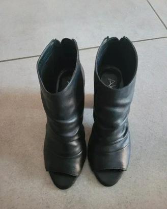 Stivaletti neri Alesya open toe tacco largo