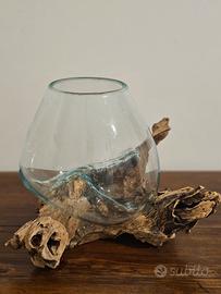 Vaso in vetri soffiato su radice 22 cm
