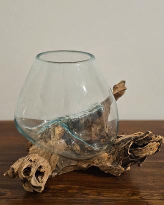 Vaso in vetri soffiato su radice 22 cm