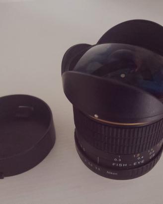 Obiettivo fisheye da 8mm per attacco Nikon F