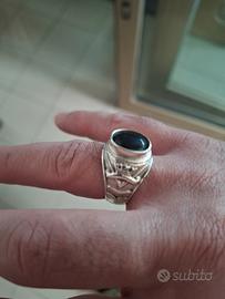 anello chevalier in argento 800 con onice vintage