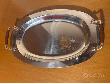 Vassoio acciaio 18/10 ed oro