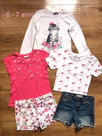 Set t-shirt e pantaloncini bambina 6 - 7 anni