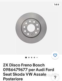 Dischi freno posteriori Audi Ford Skoda ww