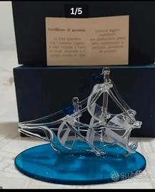 Veliero in vetro, con scatola