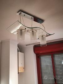  lampadari in vetro ad onde tre luci 