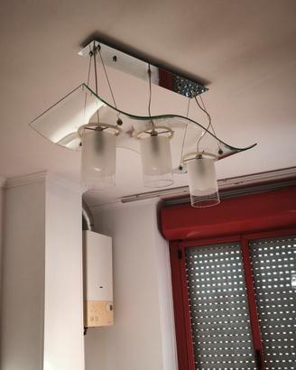  lampadari in vetro ad onde tre luci 